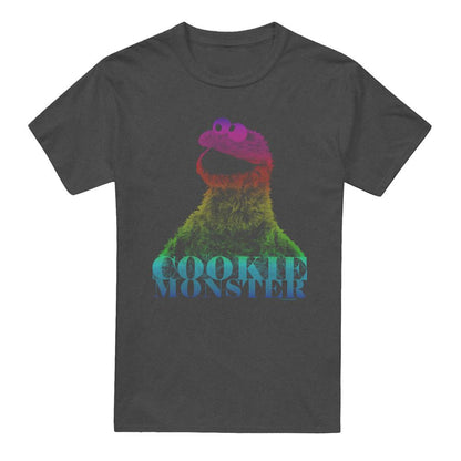 Charcoal - Front - Sesame Street Unisex Adult Cookie Monster Half Tone T-Shirt