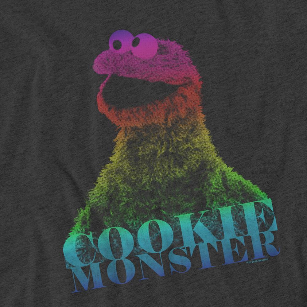 Charcoal - Side - Sesame Street Unisex Adult Cookie Monster Half Tone T-Shirt