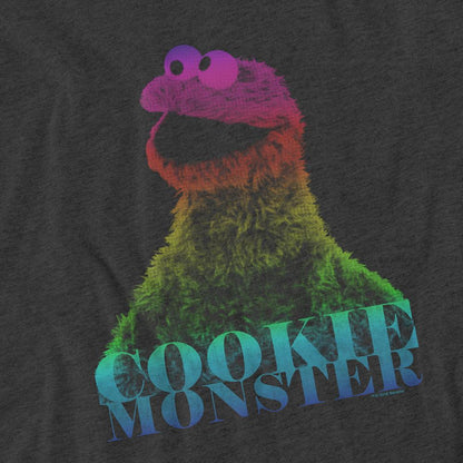 Charcoal - Side - Sesame Street Unisex Adult Cookie Monster Half Tone T-Shirt
