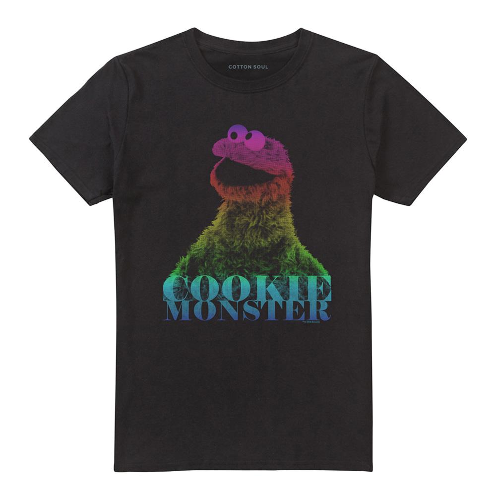 Black - Front - Sesame Street Unisex Adult Cookie Monster Half Tone T-Shirt