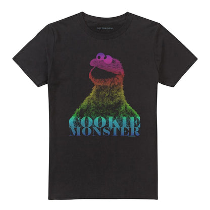 Black - Front - Sesame Street Unisex Adult Cookie Monster Half Tone T-Shirt
