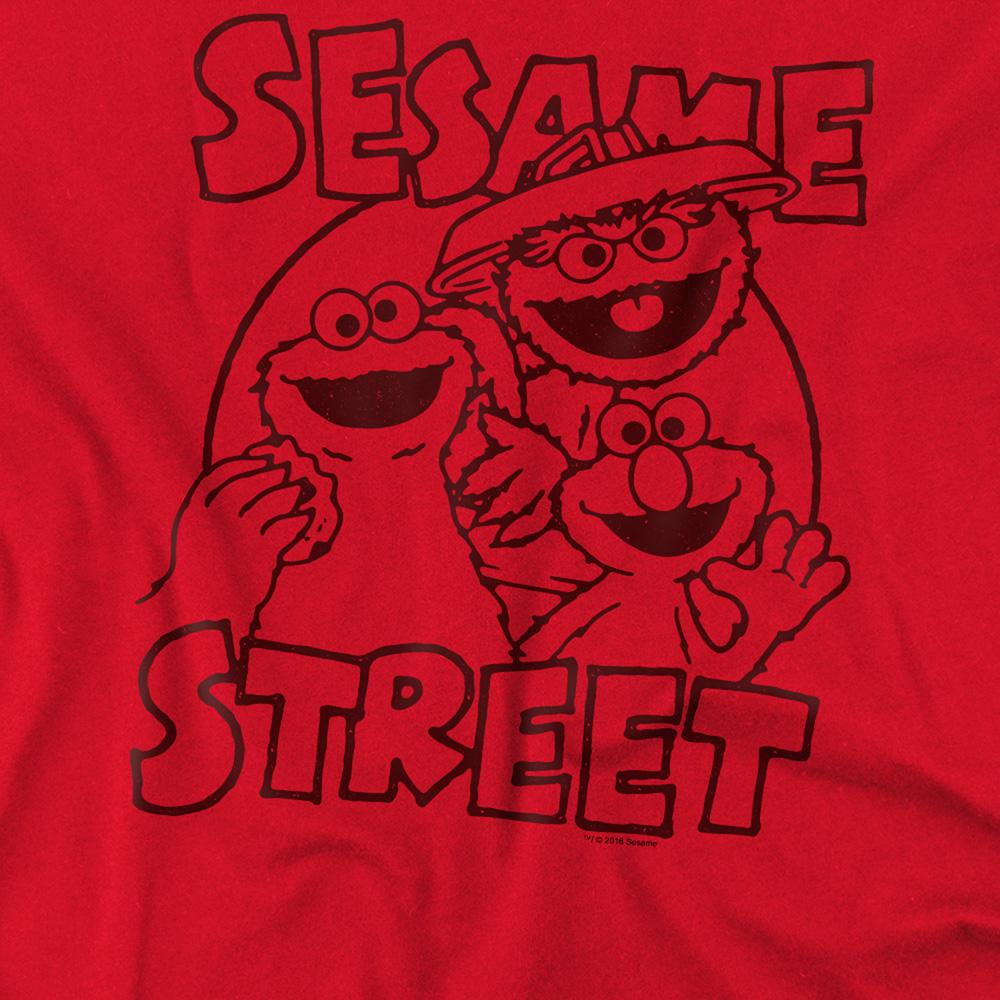 Red - Side - Sesame Street Unisex Adult Group Crunch T-Shirt