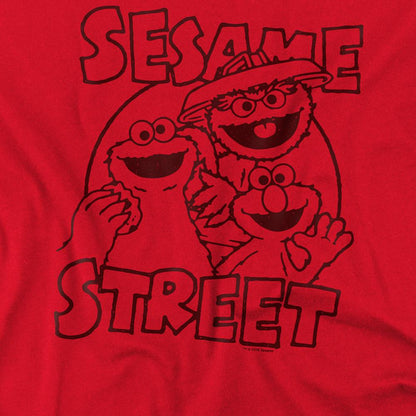 Red - Side - Sesame Street Unisex Adult Group Crunch T-Shirt