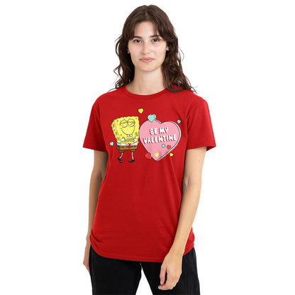Red - Back - SpongeBob SquarePants Womens-Ladies Be My Valentine T-Shirt