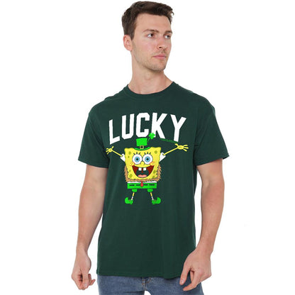 Hunter Green - Back - SpongeBob SquarePants Unisex Adult Lucky St Patricks Day T-Shirt