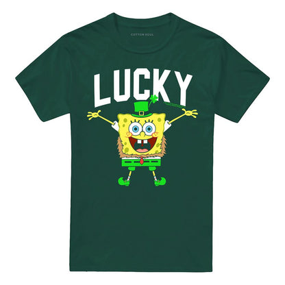 Hunter Green - Front - SpongeBob SquarePants Unisex Adult Lucky St Patricks Day T-Shirt