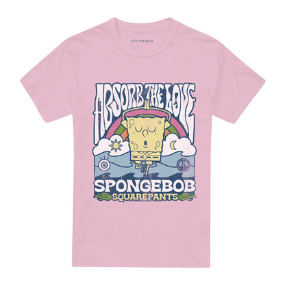 Pink - Front - SpongeBob SquarePants Unisex Adult Absorb The Love Poster T-Shirt