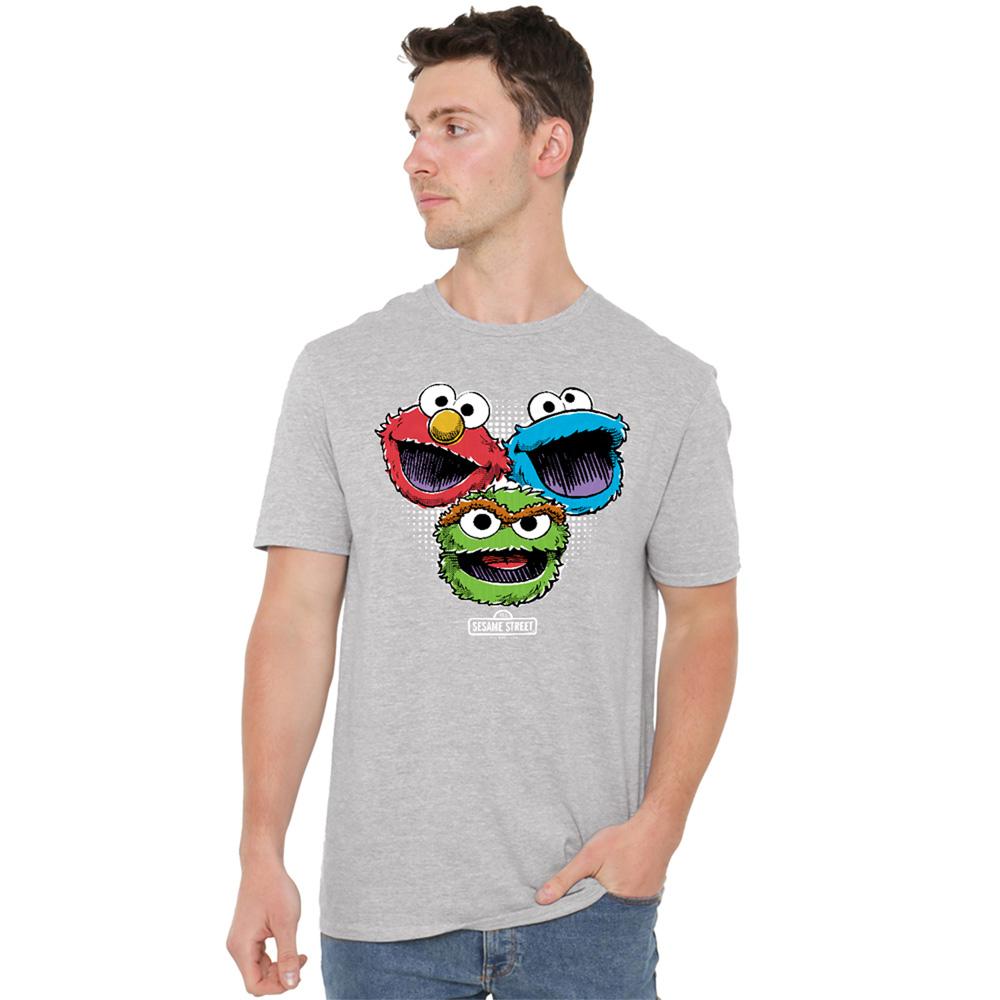 Athletic Heather - Back - Sesame Street Unisex Adult Halftone Heads T-Shirt
