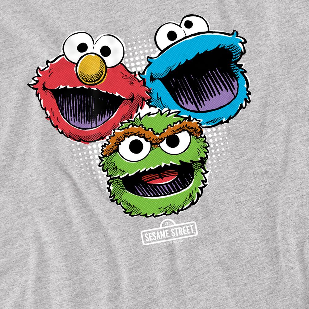Athletic Heather - Side - Sesame Street Unisex Adult Halftone Heads T-Shirt