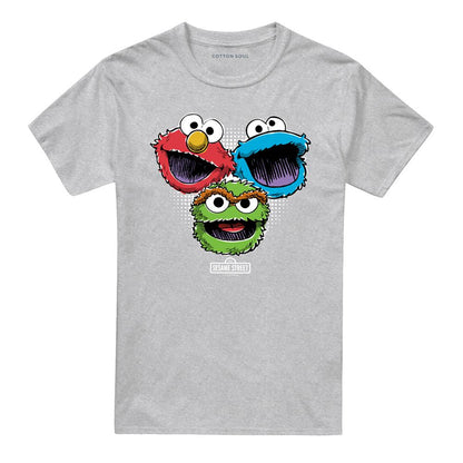 Athletic Heather - Front - Sesame Street Unisex Adult Halftone Heads T-Shirt