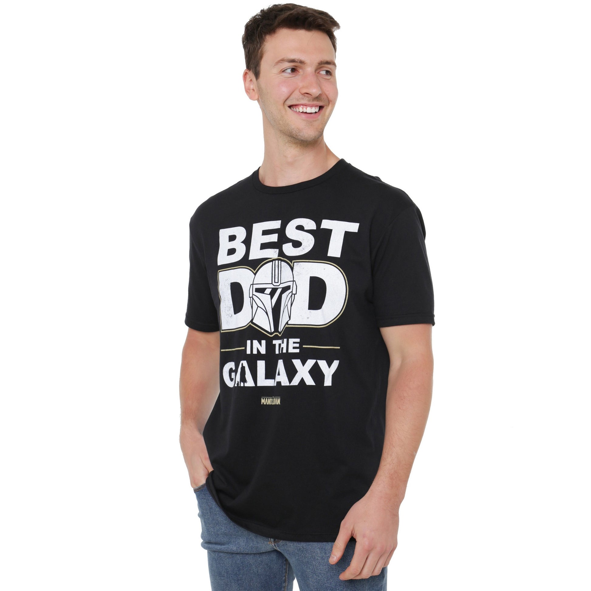 Black - Side - Star Wars Mens Best Dad In The Galaxy T-Shirt