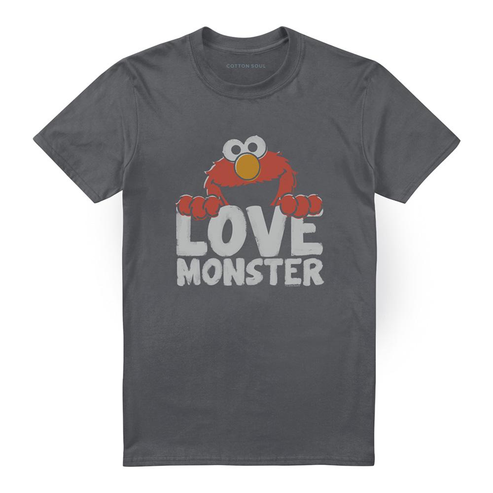 Charcoal - Front - Sesame Street Unisex Adult Love Monster T-Shirt