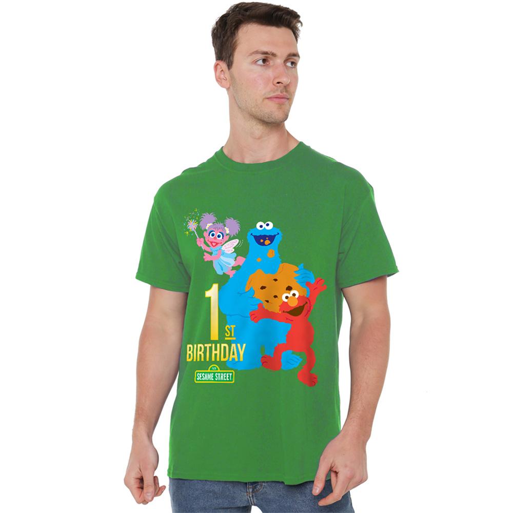 Kelly Green - Back - Sesame Street Unisex Adult 1st Birthday T-Shirt