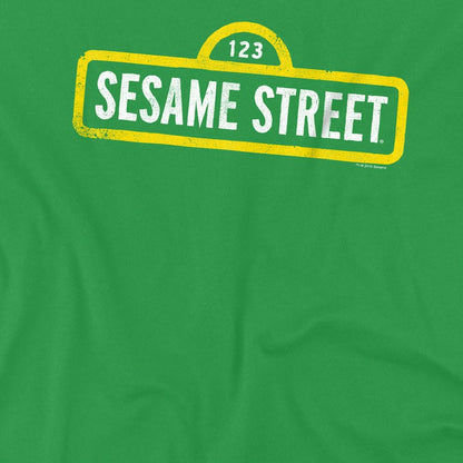 Kelly Green - Side - Sesame Street Unisex Adult Rough Logo T-Shirt