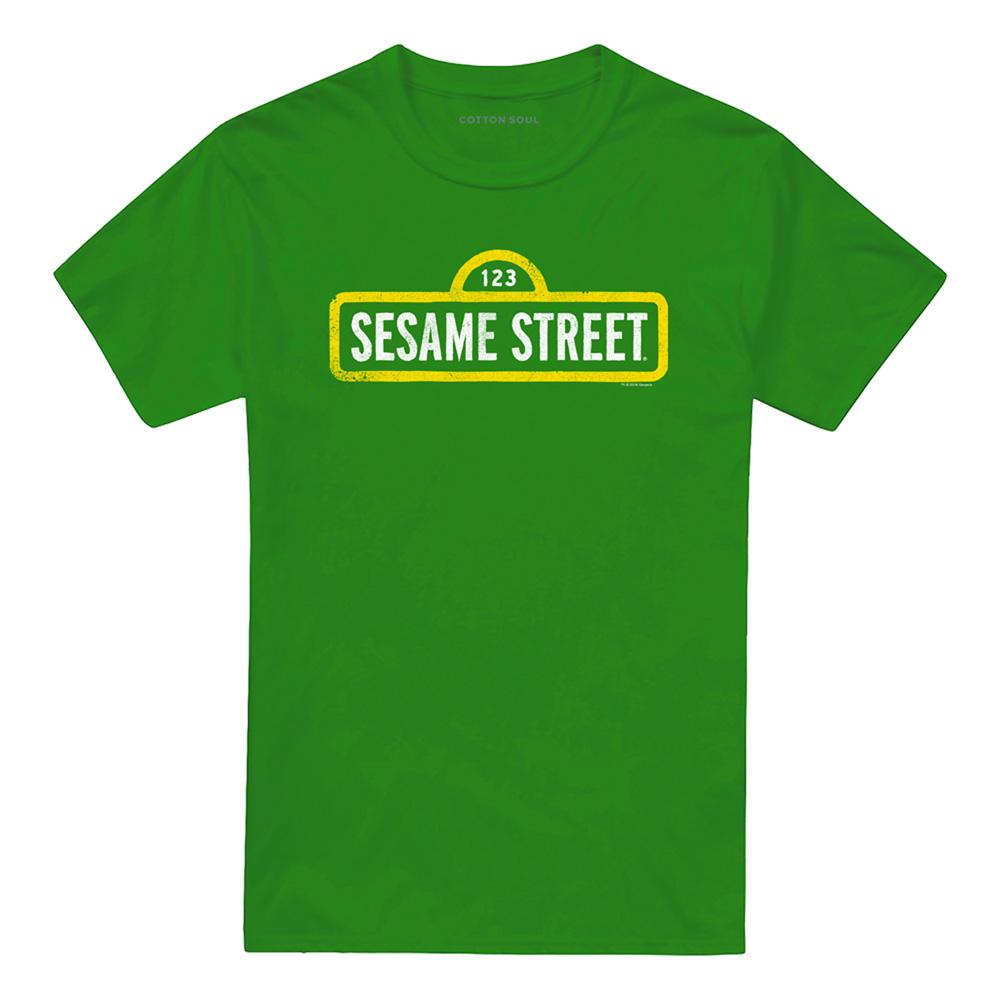 Kelly Green - Front - Sesame Street Unisex Adult Rough Logo T-Shirt