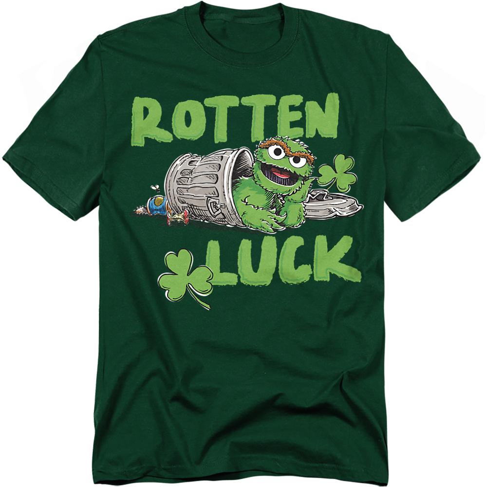 Hunter Green - Front - Sesame Street Unisex Adult Rotten Luck Oscar The Grouch T-Shirt