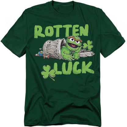 Hunter Green - Front - Sesame Street Unisex Adult Rotten Luck Oscar The Grouch T-Shirt