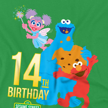 Kelly Green - Side - Sesame Street Unisex Adult 14th Birthday T-Shirt