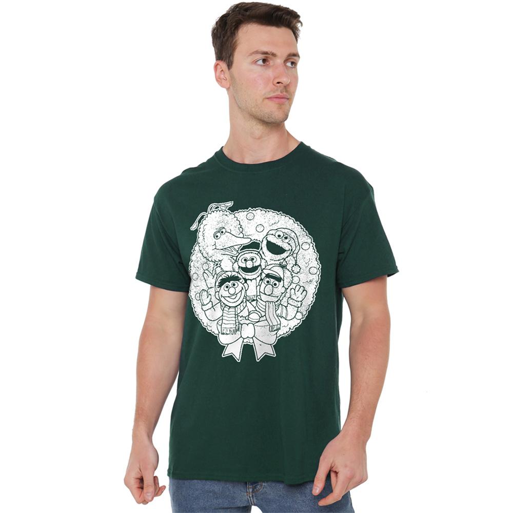 Hunter Green - Back - Sesame Street Unisex Adult Vintage Christmas T-Shirt