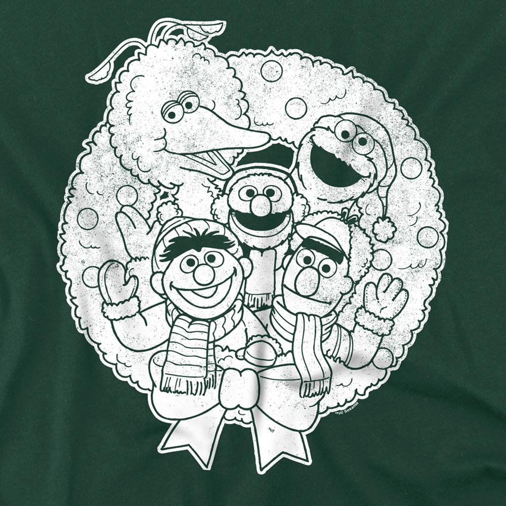 Hunter Green - Side - Sesame Street Unisex Adult Vintage Christmas T-Shirt