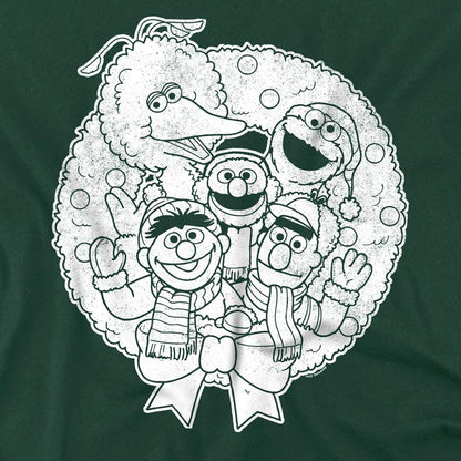 Hunter Green - Side - Sesame Street Unisex Adult Vintage Christmas T-Shirt
