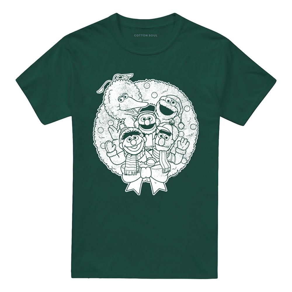 Hunter Green - Front - Sesame Street Unisex Adult Vintage Christmas T-Shirt