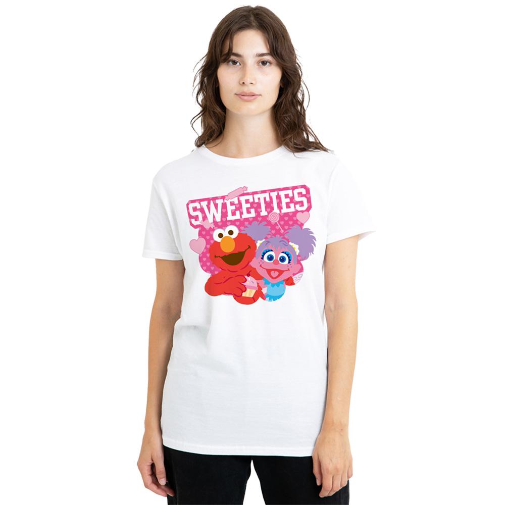 White - Back - Sesame Street Womens-Ladies Sweeties Elmo Valentine`s Day T-Shirt