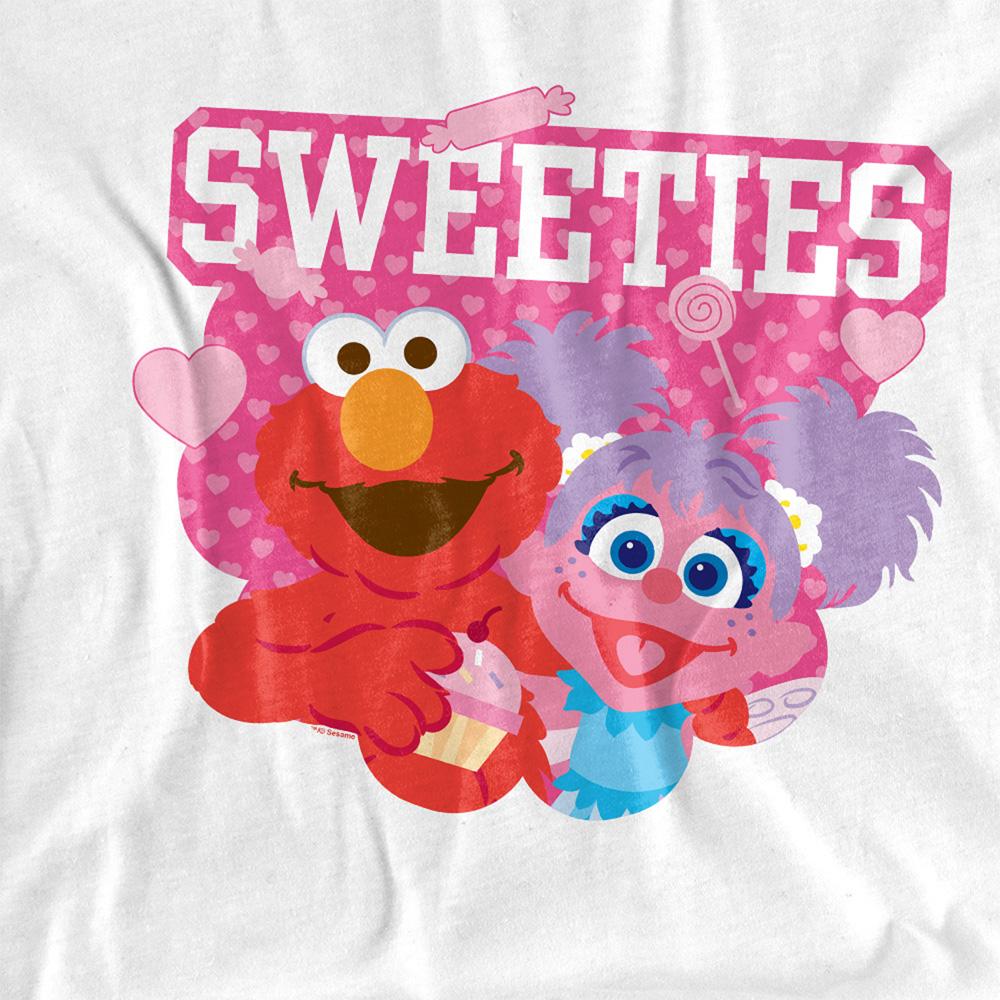 White - Side - Sesame Street Womens-Ladies Sweeties Elmo Valentine`s Day T-Shirt