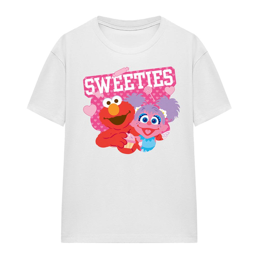 White - Front - Sesame Street Womens-Ladies Sweeties Elmo Valentine`s Day T-Shirt