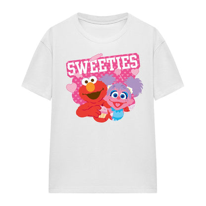 White - Front - Sesame Street Womens-Ladies Sweeties Elmo Valentine`s Day T-Shirt