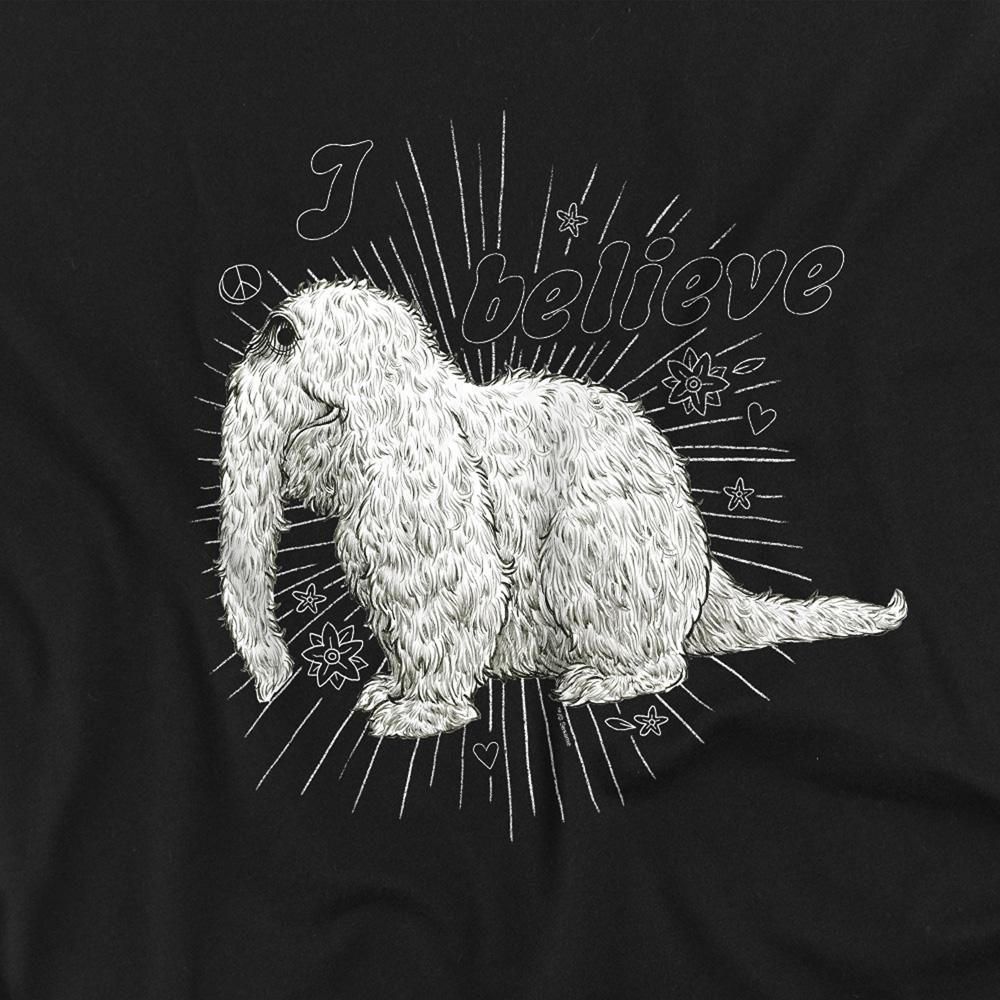 Black - Side - Sesame Street Unisex Adult I Believe Snuffleupagus T-Shirt