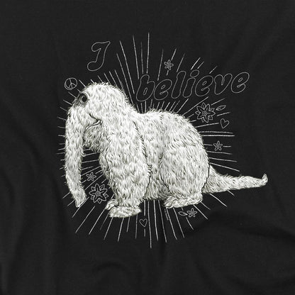 Black - Side - Sesame Street Unisex Adult I Believe Snuffleupagus T-Shirt