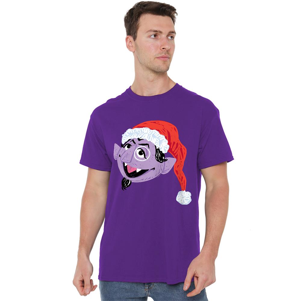Purple - Back - Sesame Street Unisex Adult Count von Count Scribble T-Shirt