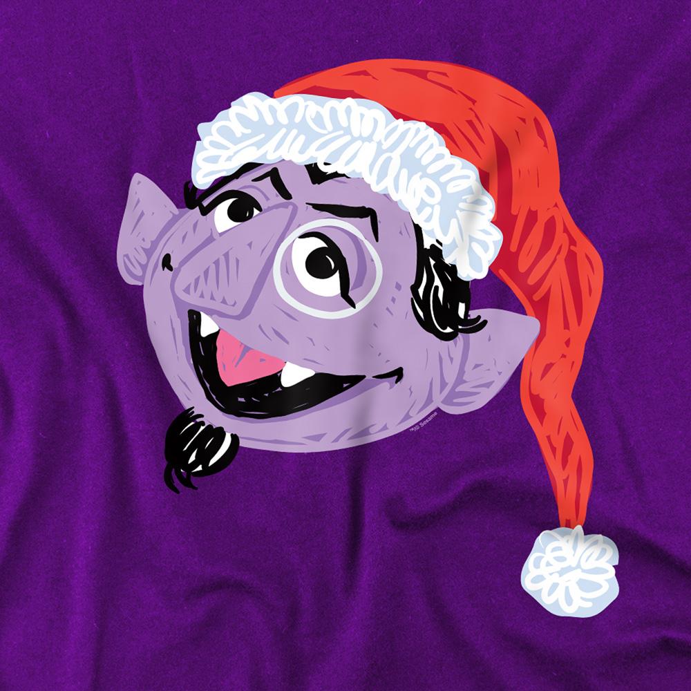 Purple - Side - Sesame Street Unisex Adult Count von Count Scribble T-Shirt