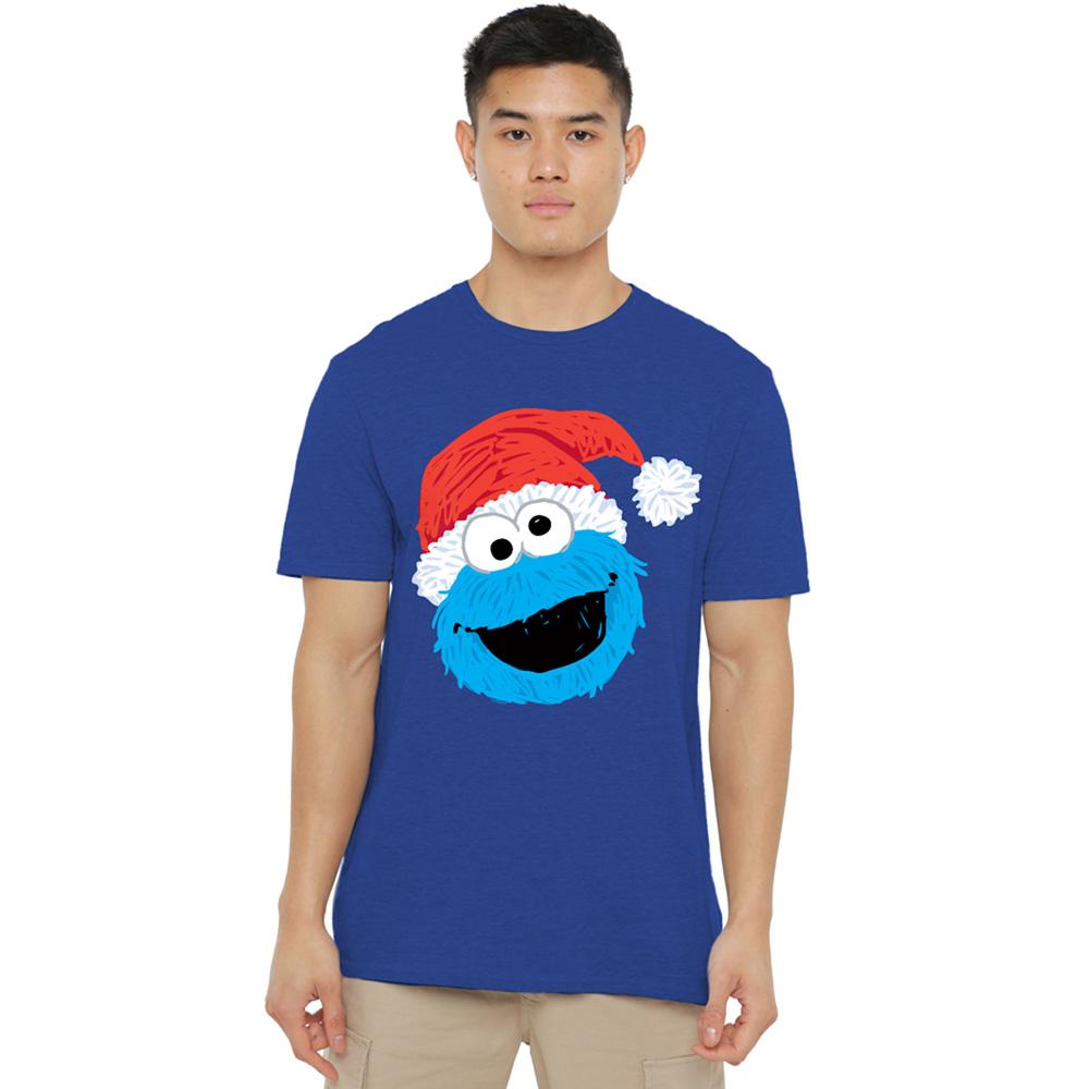 Royal Blue - Side - Sesame Street Unisex Adult Grover Scribble Heather Christmas T-Shirt