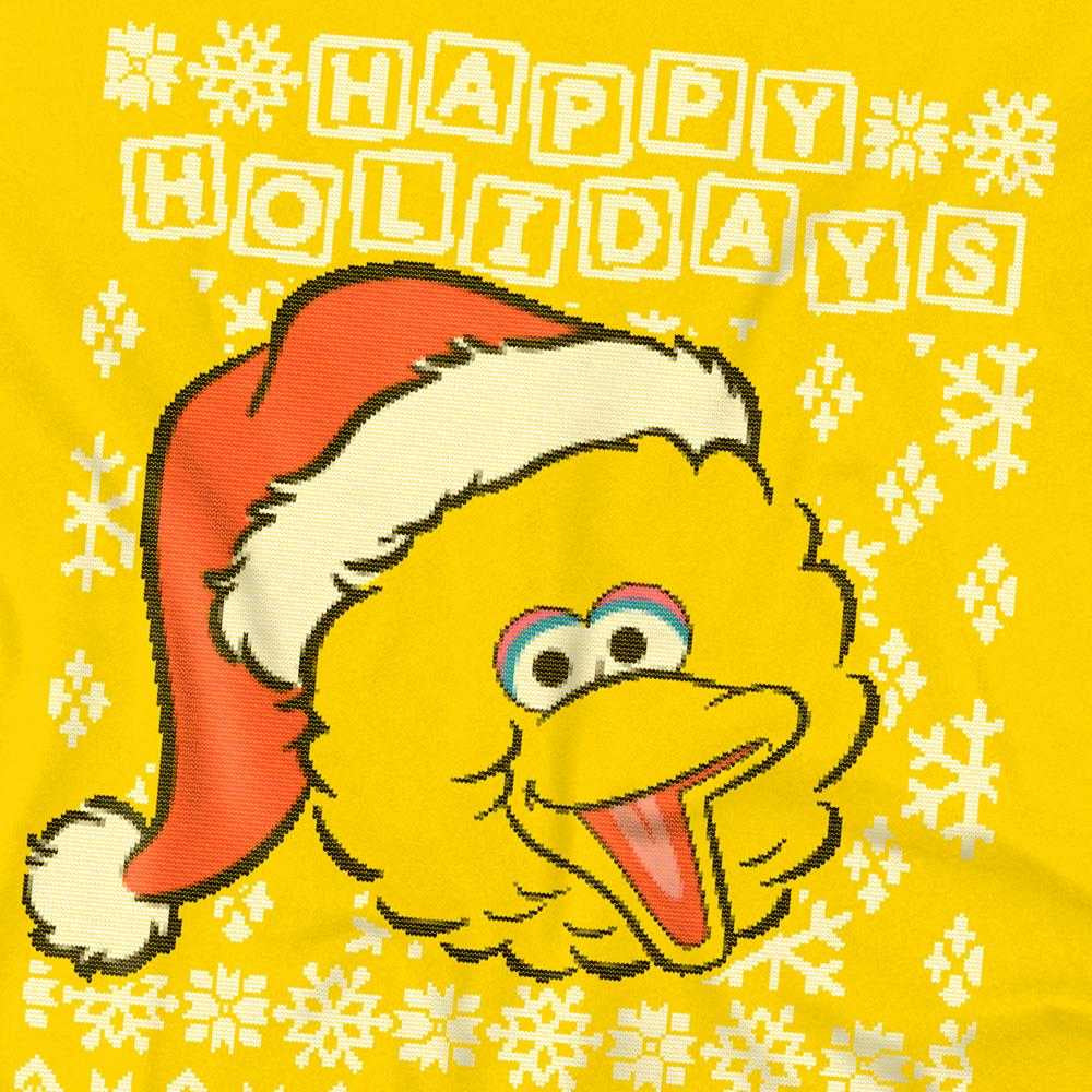 Yellow - Side - Sesame Street Unisex Adult Ugly Big Bird Christmas T-Shirt