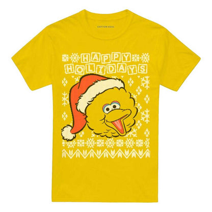 Yellow - Front - Sesame Street Unisex Adult Ugly Big Bird Christmas T-Shirt