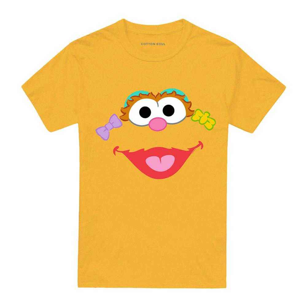 Gold - Front - Sesame Street Unisex Adult Zoey Face T-Shirt