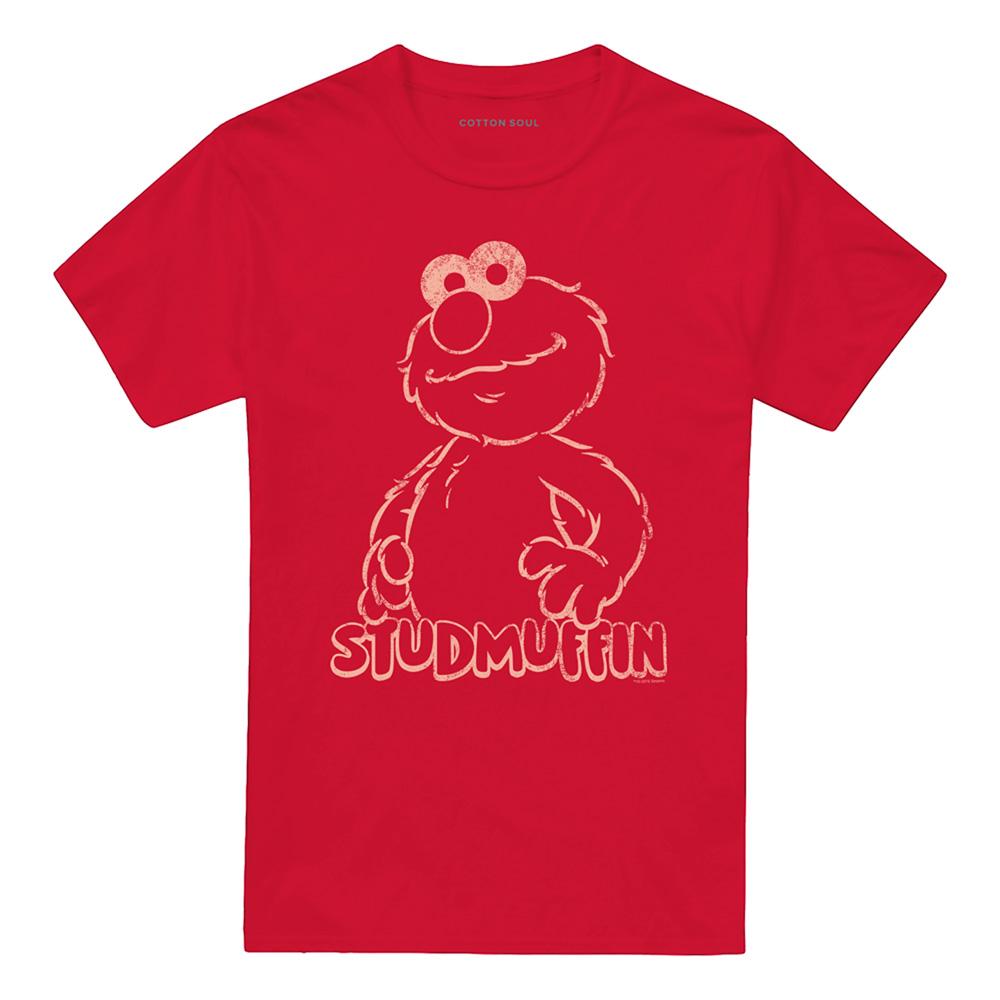 Red - Front - Sesame Street Unisex Adult Studmuffin T-Shirt