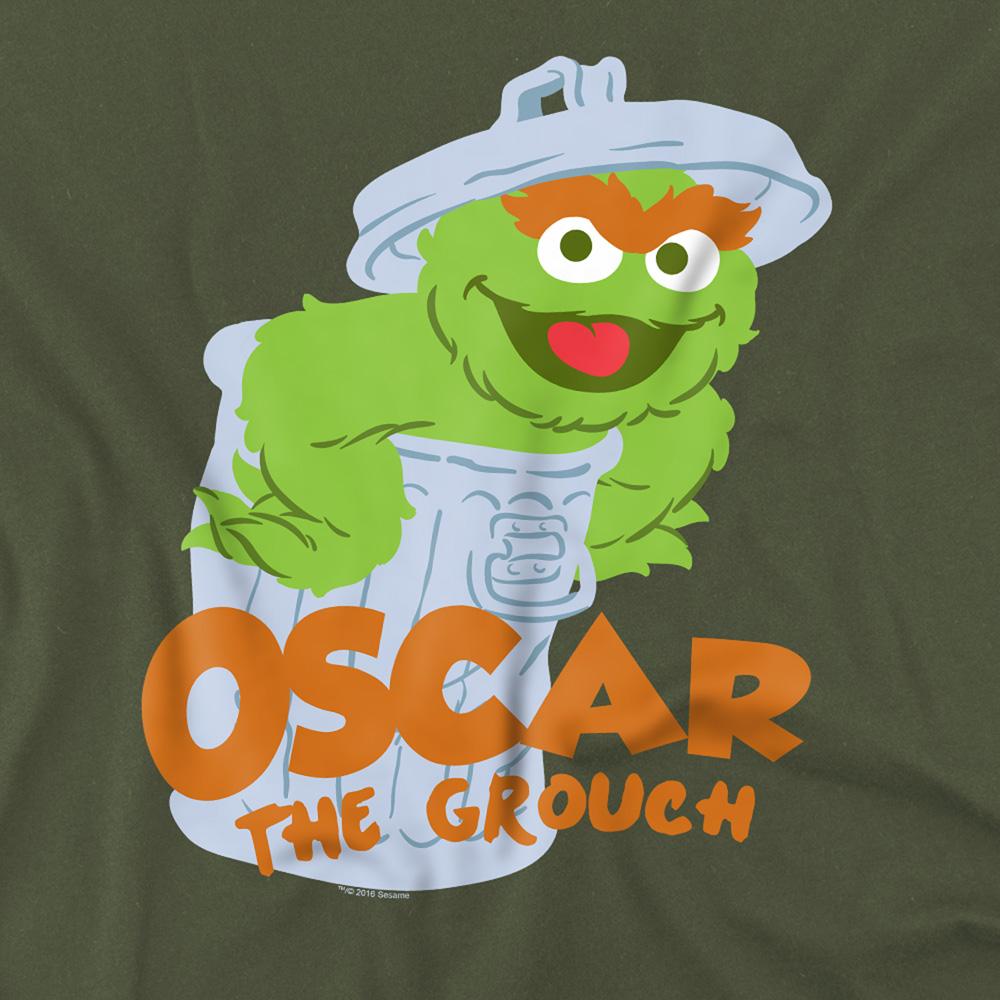 Military Green - Side - Sesame Street Unisex Adult Oscar The Grouch T-Shirt