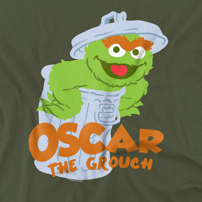 Military Green - Side - Sesame Street Unisex Adult Oscar The Grouch T-Shirt