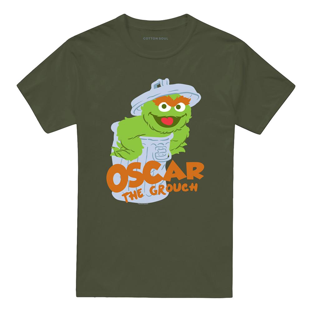 Military Green - Front - Sesame Street Unisex Adult Oscar The Grouch T-Shirt