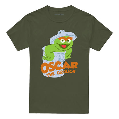 Military Green - Front - Sesame Street Unisex Adult Oscar The Grouch T-Shirt