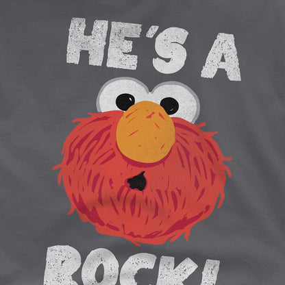 Charcoal - Side - Sesame Street Unisex Adult He's A Rock T-Shirt