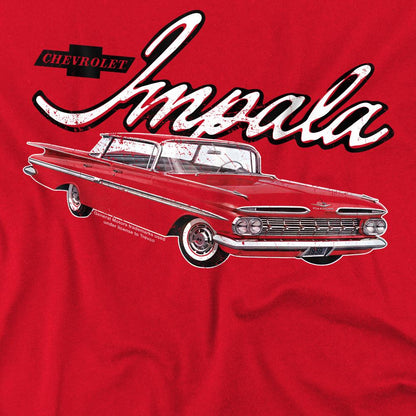 Red - Side - Chevrolet Unisex Adult Classic Impala T-Shirt