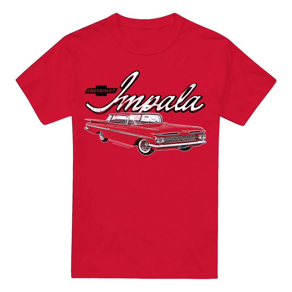 Red - Front - Chevrolet Unisex Adult Classic Impala T-Shirt