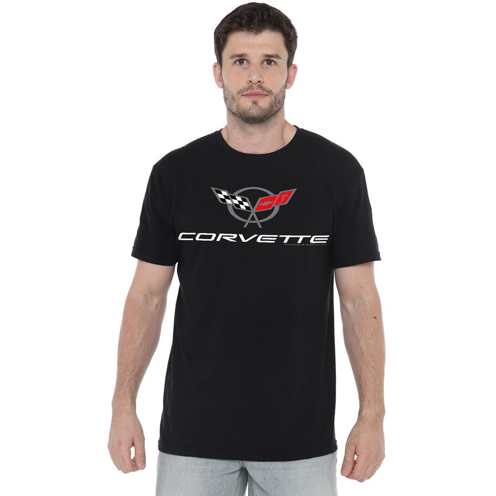 Black - Lifestyle - Chevrolet Unisex Adult Corvette Modern Emblem T-Shirt