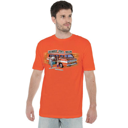Orange - Lifestyle - Chevrolet Unisex Adult Greenbrier Corvair Sport Wagon T-Shirt
