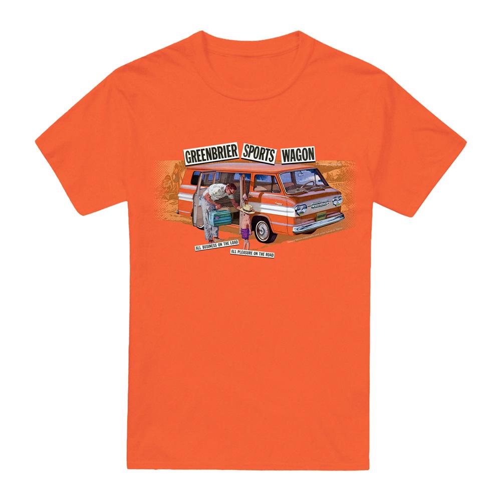Orange - Front - Chevrolet Unisex Adult Greenbrier Corvair Sport Wagon T-Shirt