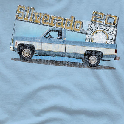 Light Blue - Side - Chevrolet Unisex Adult Old Silverado Sketch T-Shirt